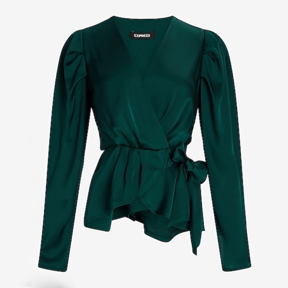 Satin Faux Wrap Blouse